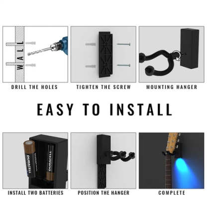 LED Guitar Wall Mount Hanger – Illuminated Display for Guitar & Bass