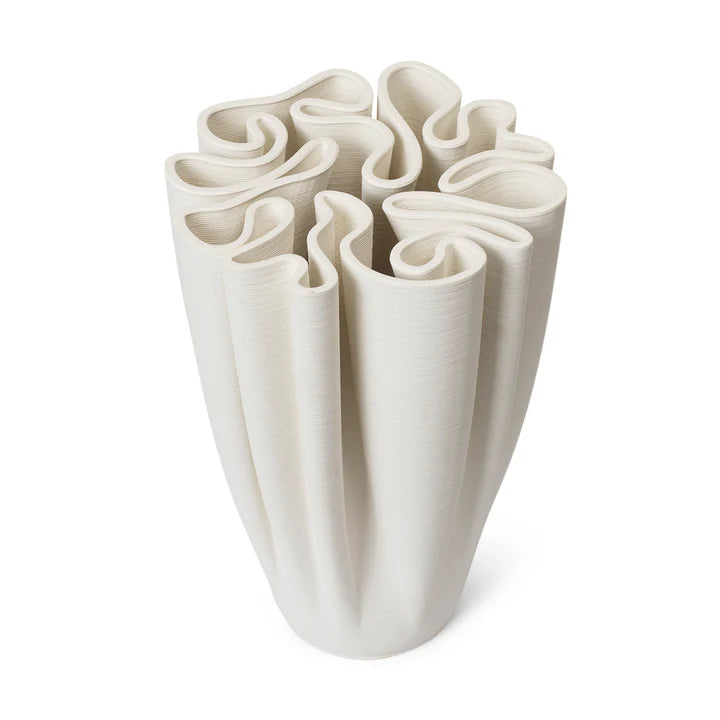 3D Printed Ceramic Vase – Fabric-Like Folded Design