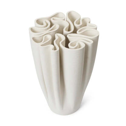 3D Printed Ceramic Vase – Fabric-Like Folded Design