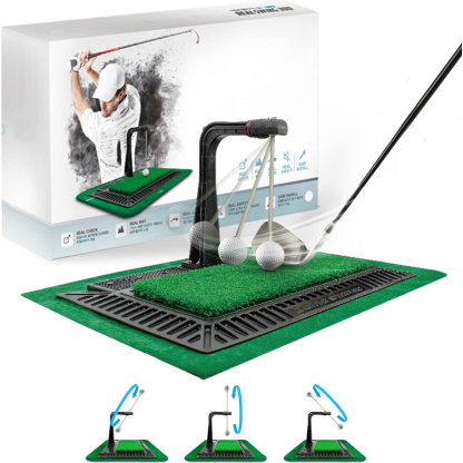 Golf Swing & Hitting Trainer – True Impact Mat with Path Check & Adjustable Height