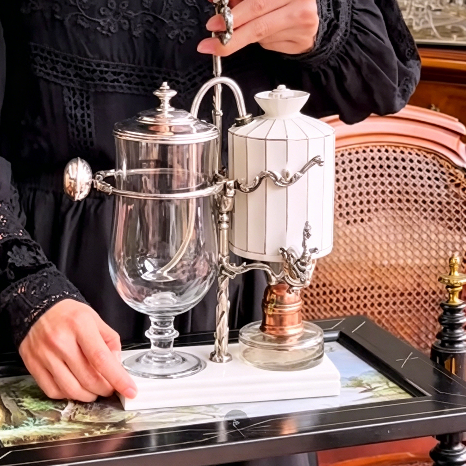 Balanced siphon vacuum coffee machine