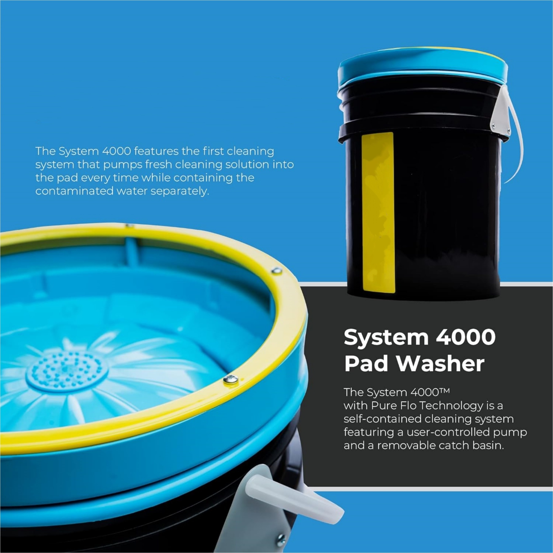 Polishing Pad Washer – Pure Flo Cleaning Bucket System with Controlled Pump & Removable Basin
