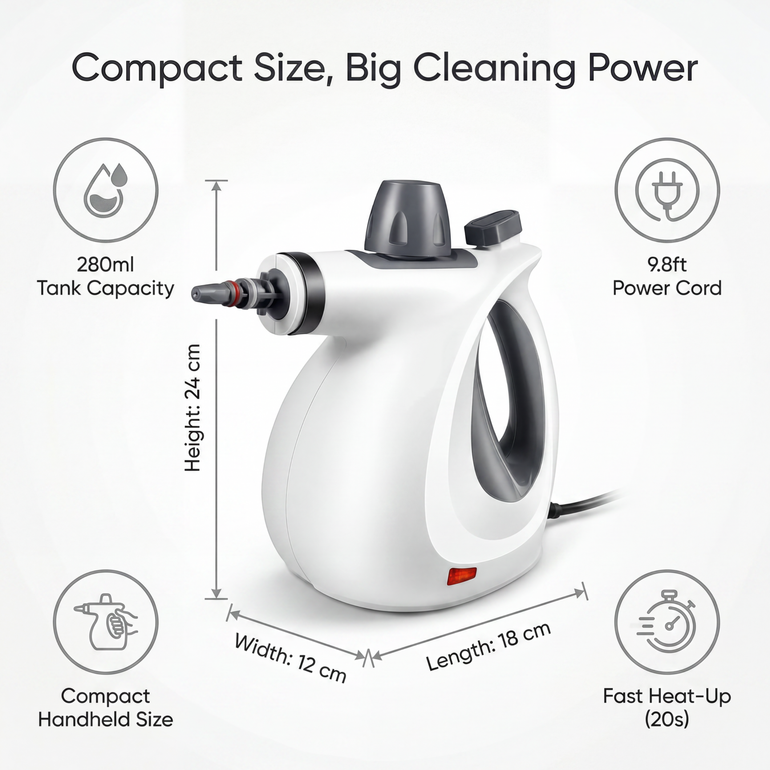 Handheld Steam Cleaner – Pressurized Deep Cleaning with 12 Accessories