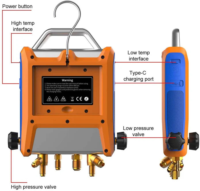 4‑Valve Digital Refrigeration Manifold – 5" Smart Touch Screen