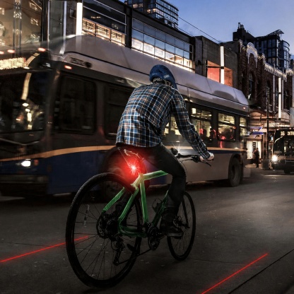 Bike Taillight with Laser Lanes – 250 Lumen Daylight Visible Safety Light