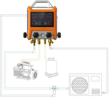 4‑Valve Digital Refrigeration Manifold – 5" Smart Touch Screen