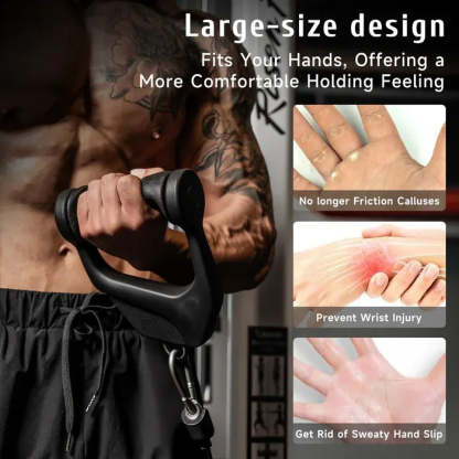 Ergonomic D-Shaped Cable Handle – 360° Rotating Grip