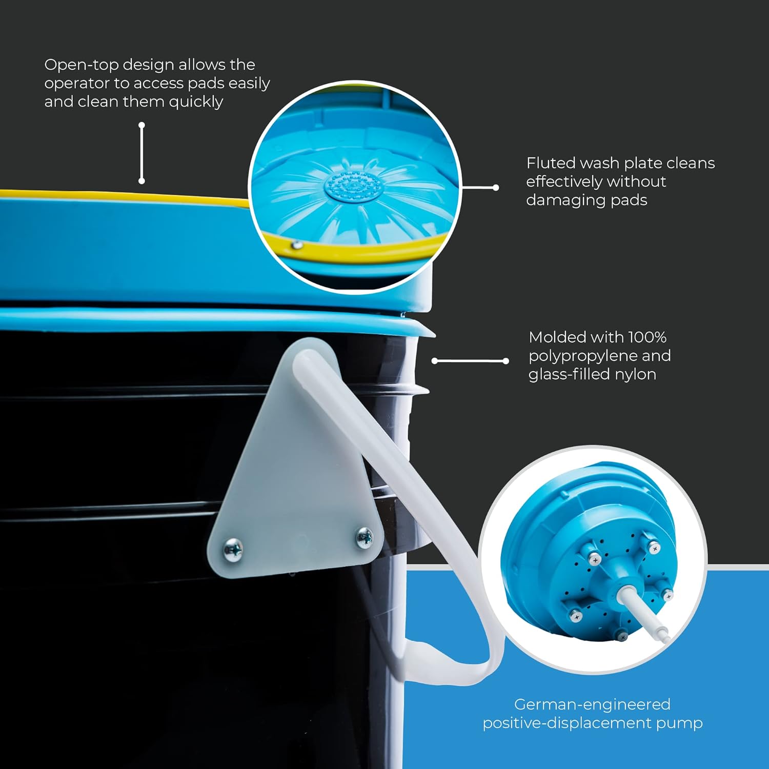 Polishing Pad Washer – Pure Flo Cleaning Bucket System with Controlled Pump & Removable Basin
