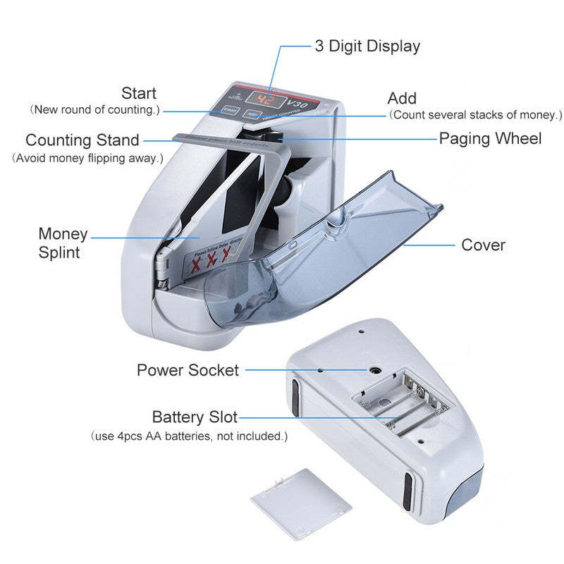 Portable Handy Bill Counter – Mini Banknote Currency Counter