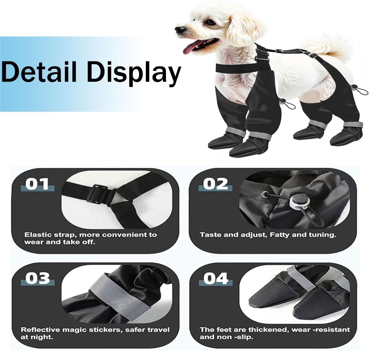 Dog Boots with Suspenders – Adjustable, Anti‑Slip Waterproof Paw Protectors