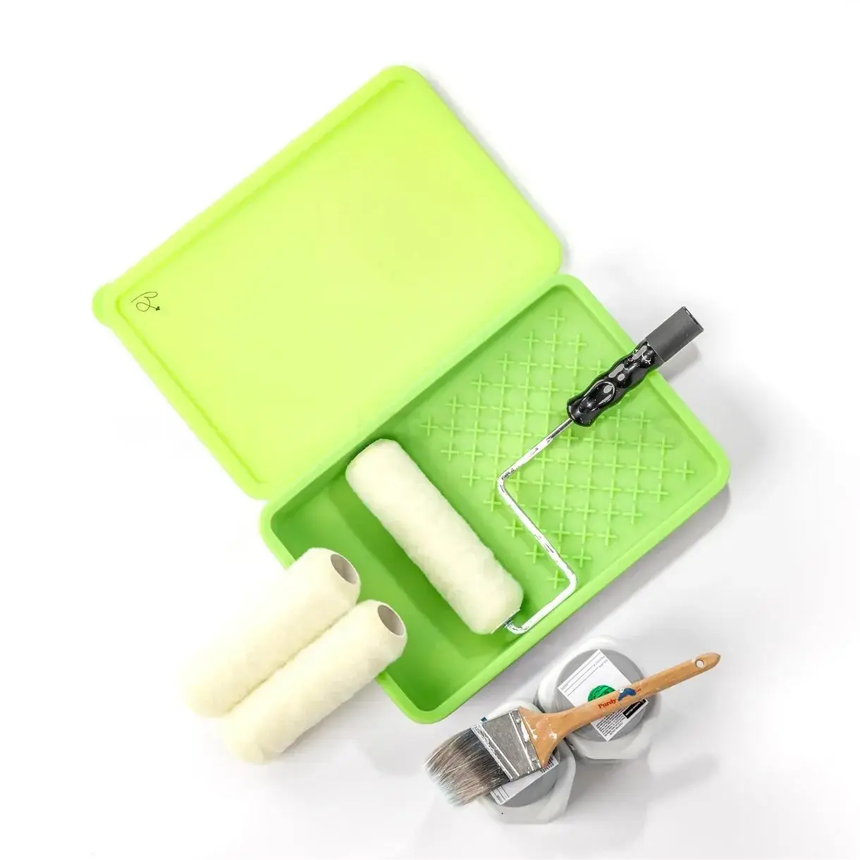 Eco-Friendly Silicone Paint Tray with Liner and Lid – Reusable Painting Tray Set