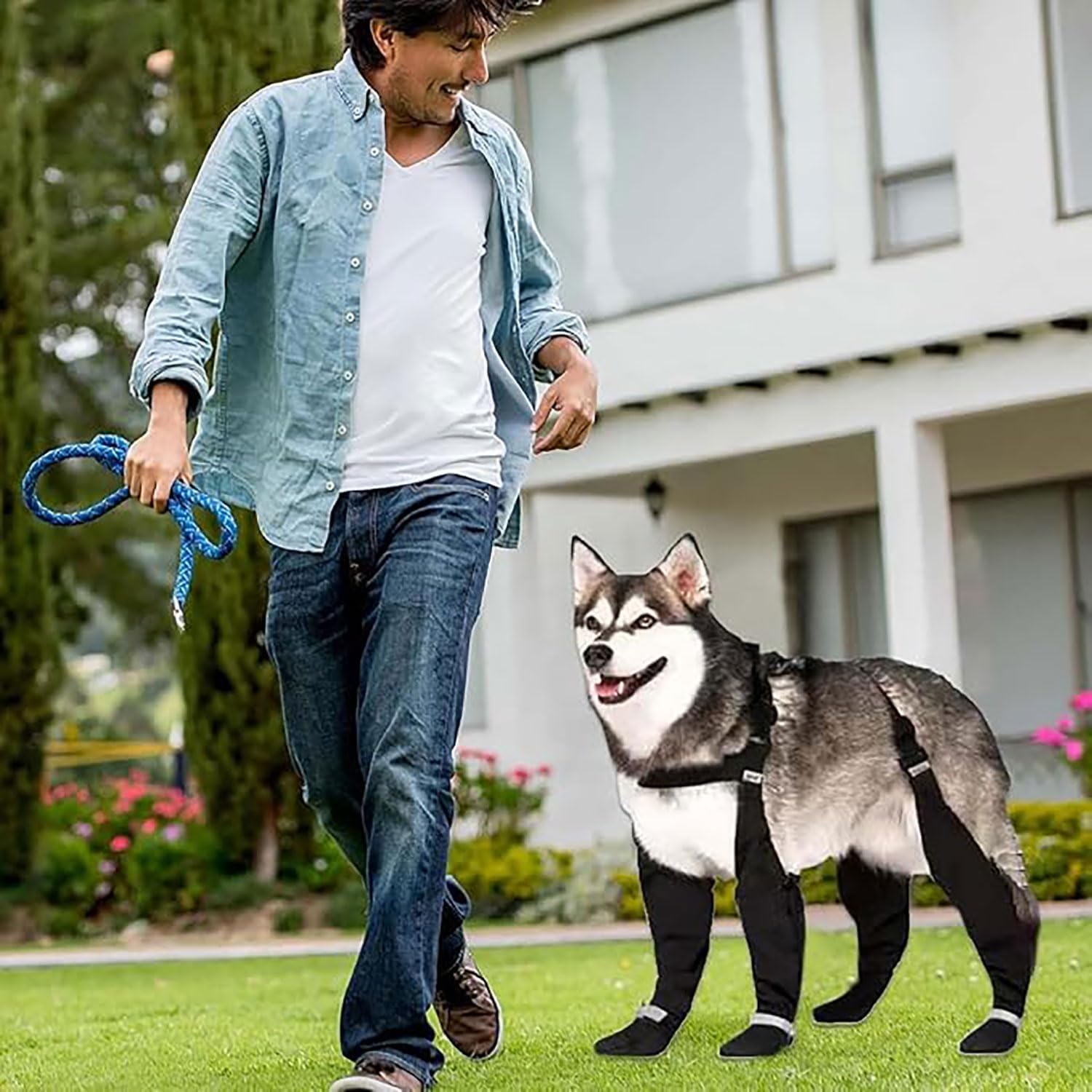 Dog Boots with Suspenders – Adjustable, Anti‑Slip Waterproof Paw Protectors