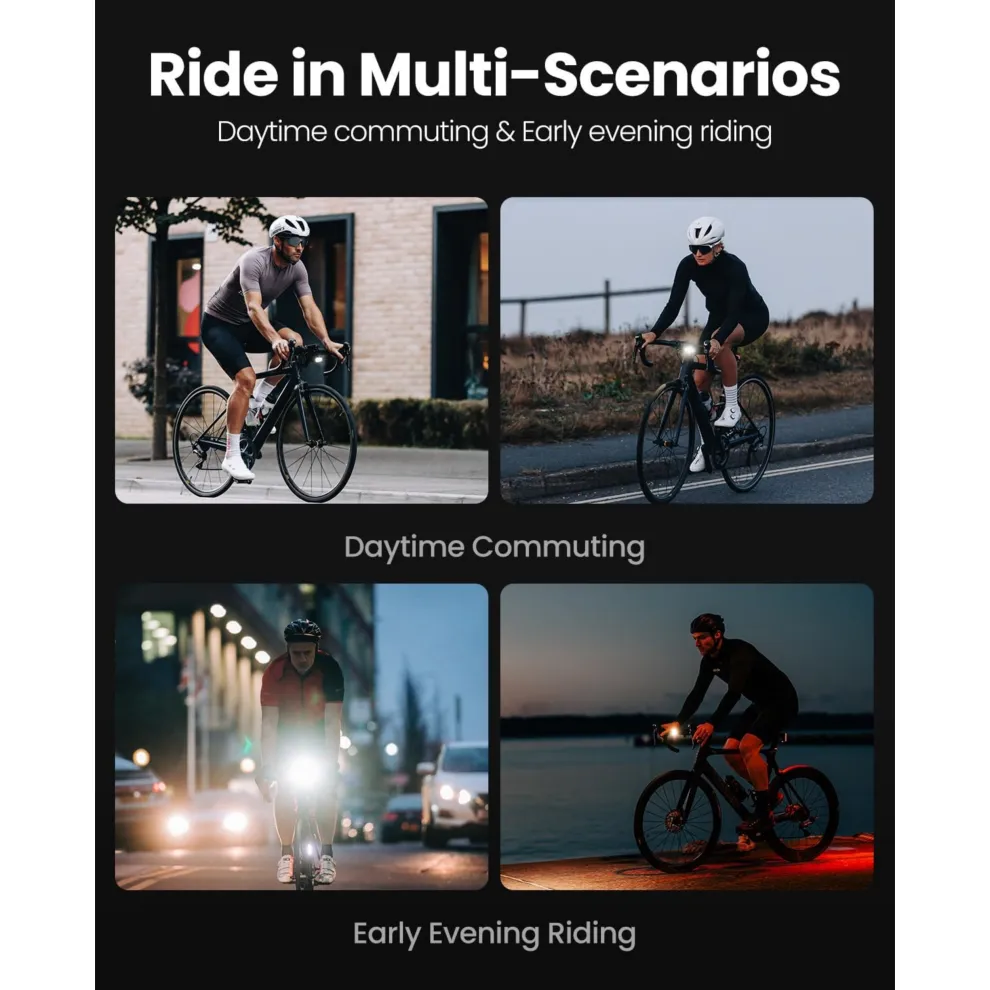 Dual‑Mounted Bike Light – 900 Lumens with Independent DRL