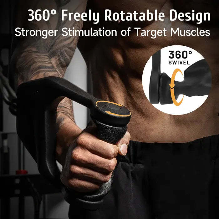 Ergonomic D-Shaped Cable Handle – 360° Rotating Grip