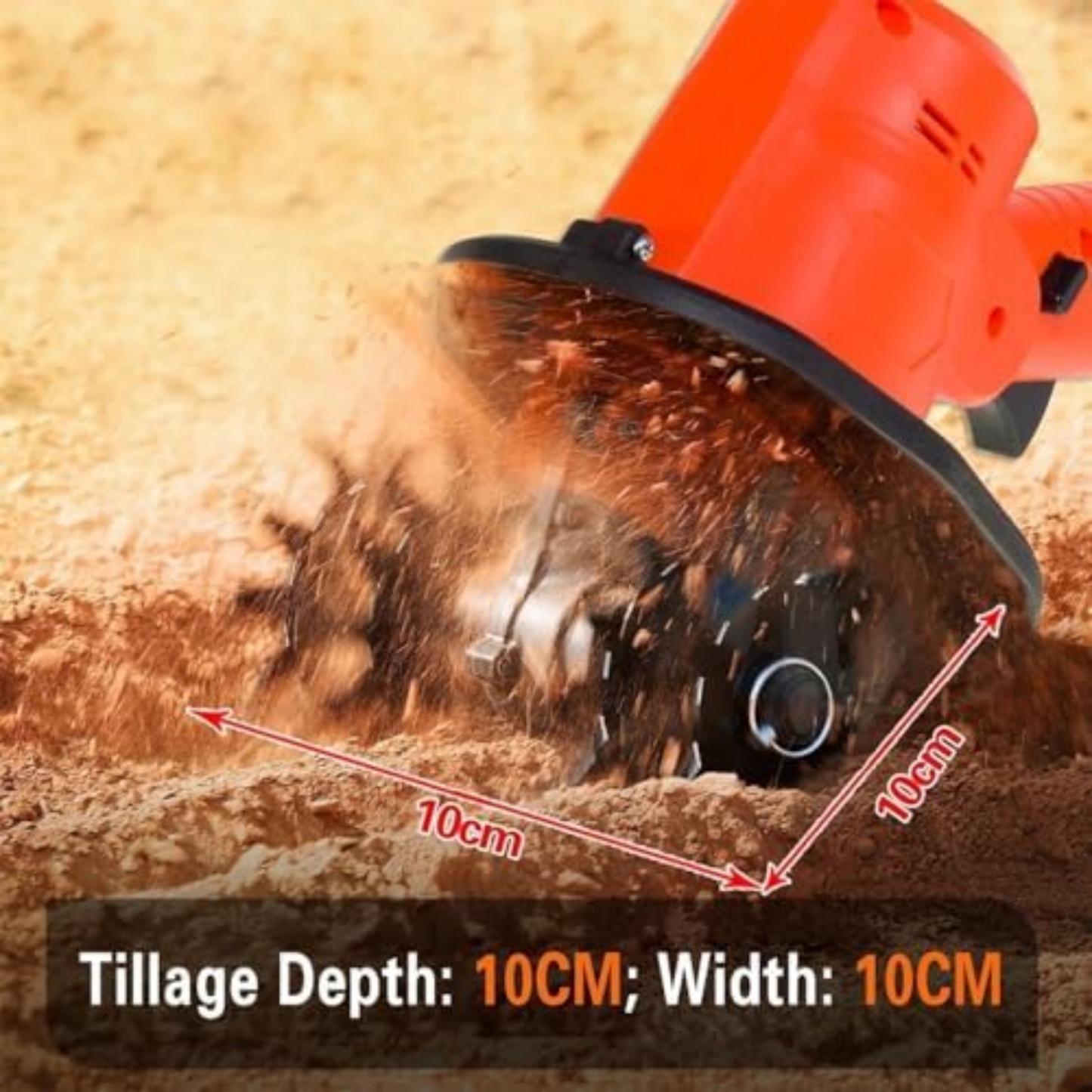 Cordless Mini Tiller Cultivator – 21V, 235 RPM, 10cm Width