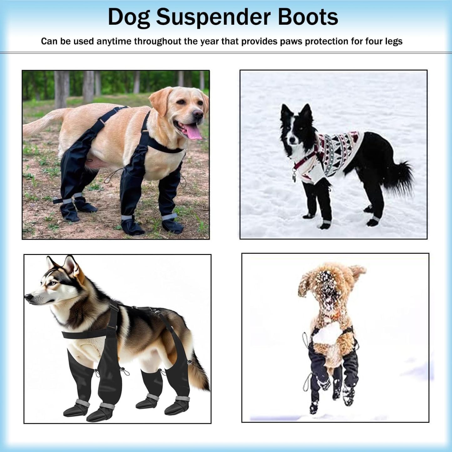 Dog Boots with Suspenders – Adjustable, Anti‑Slip Waterproof Paw Protectors