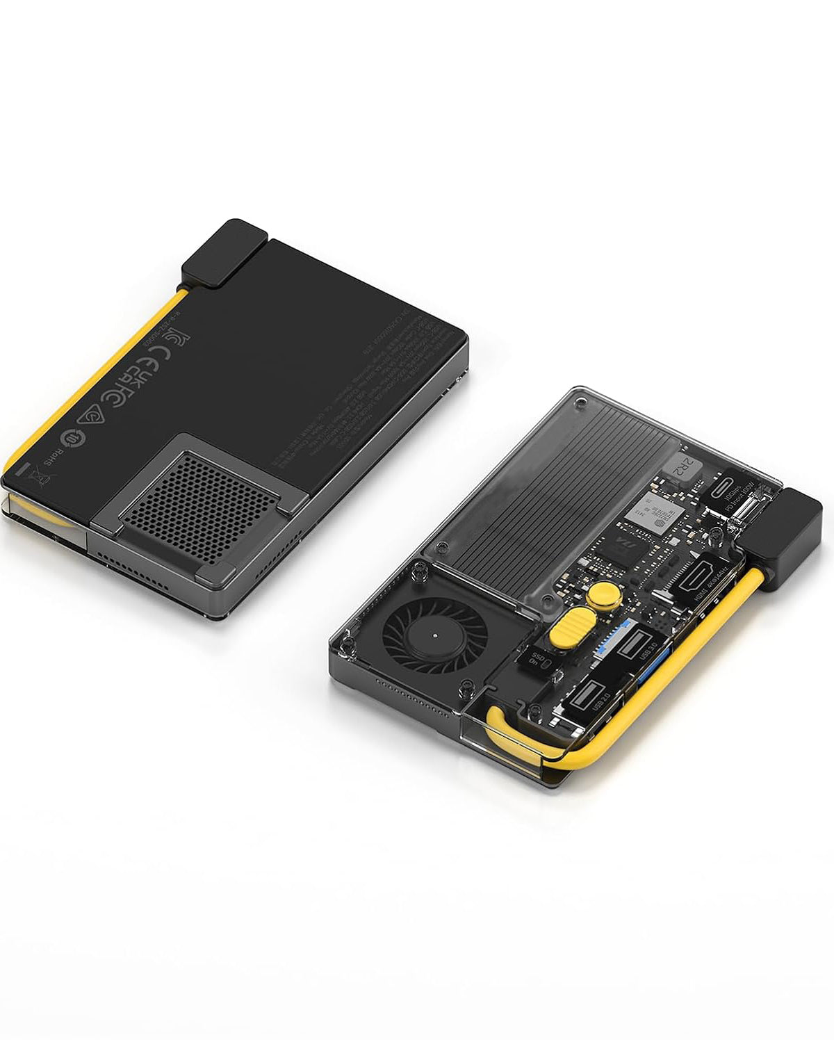 Portable SSD with Active Cooling Fan – 4-Port Hub with HDMI & Built-In Cable