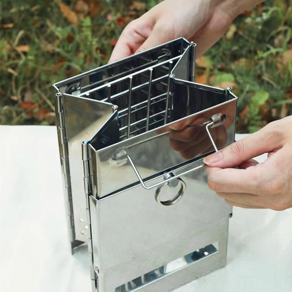 Portable wood-fired stove with grill