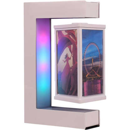 Personalized Magnetic Levitation Photo Frame – LED 3-Side Floating Display