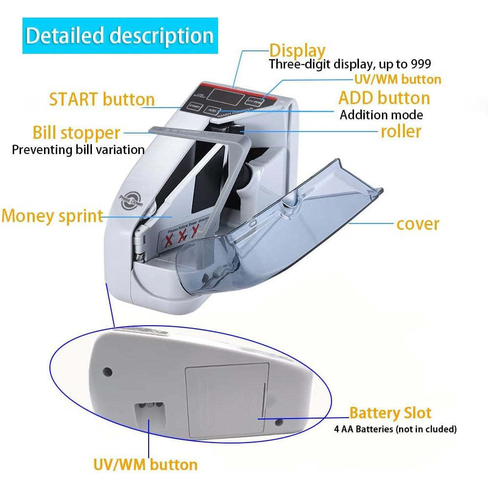 Portable Handy Bill Counter – Mini Banknote Currency Counter