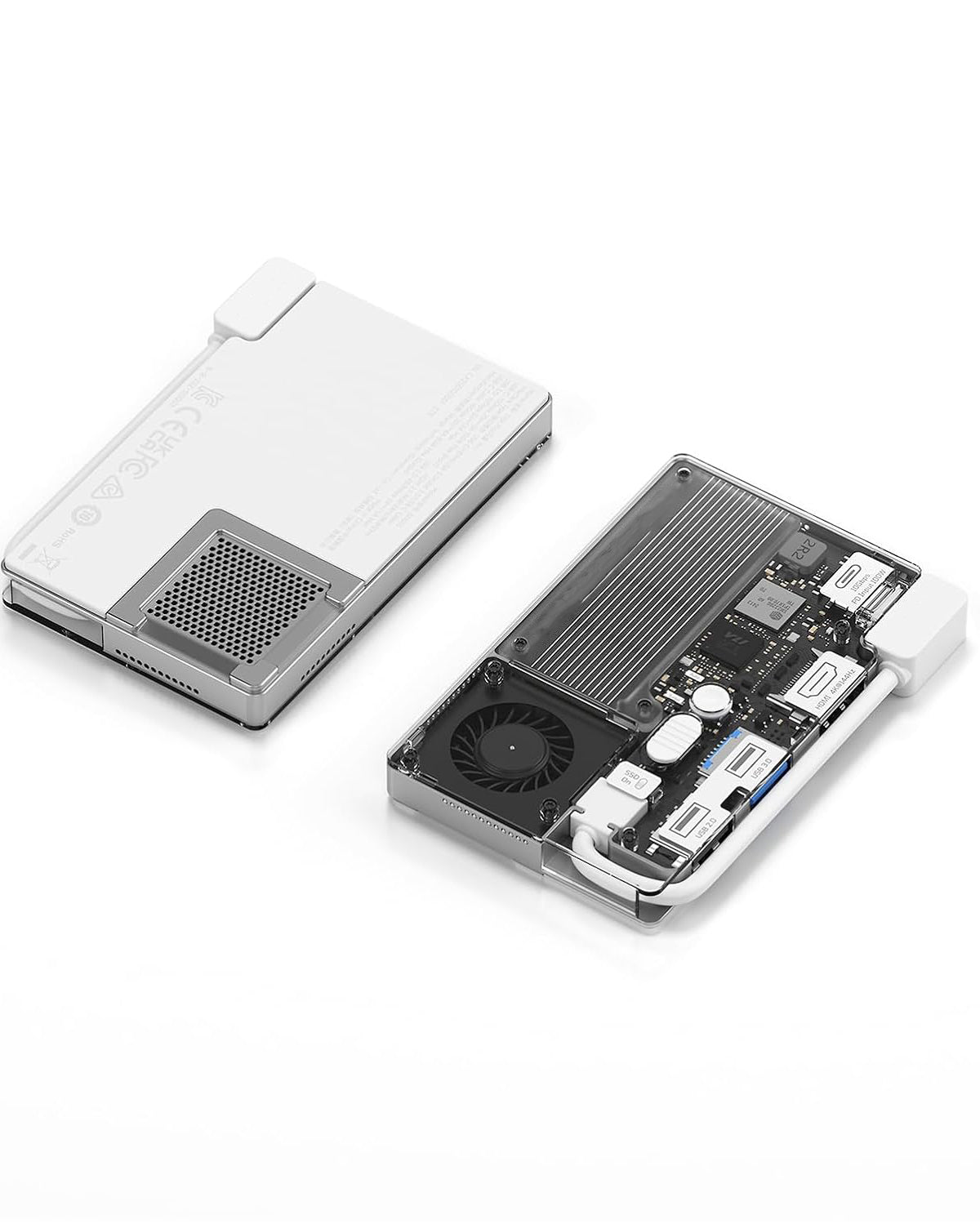 Portable SSD with Active Cooling Fan – 4-Port Hub with HDMI & Built-In Cable