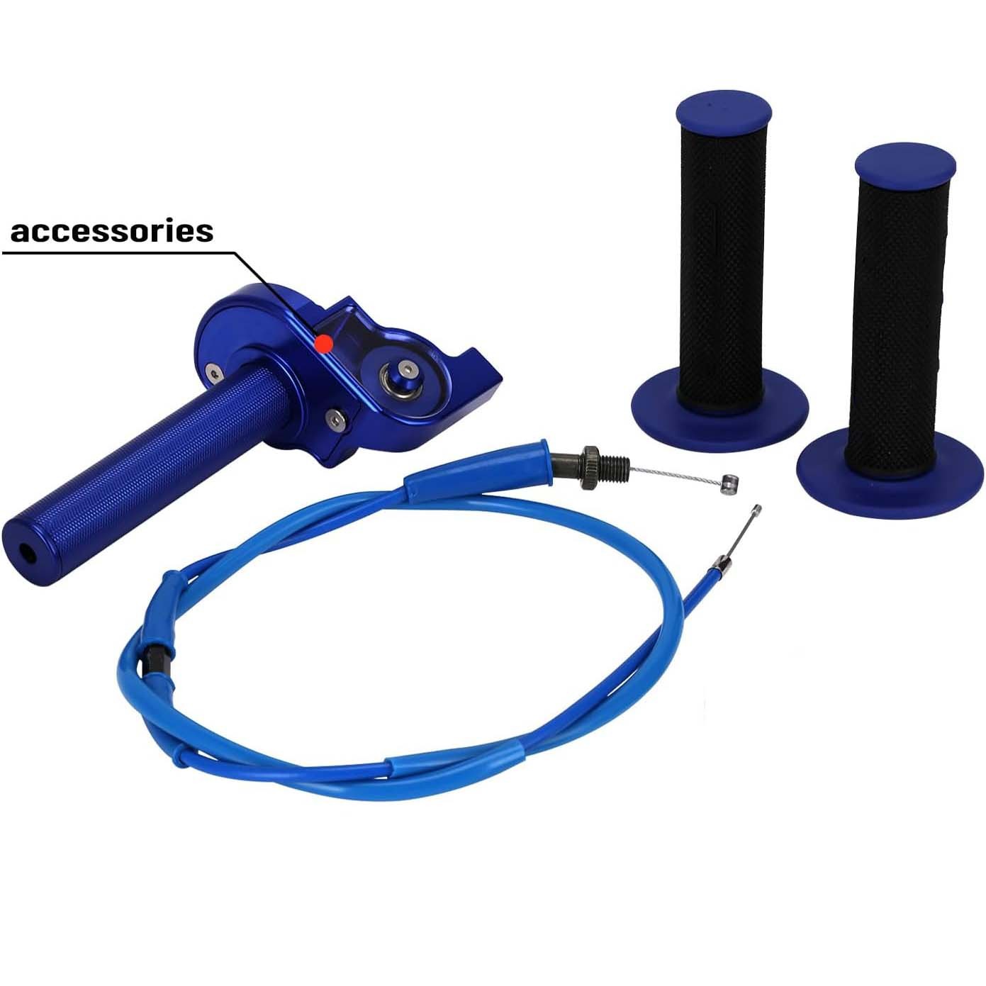 Motorcycle throttle assembly, 7/8 inch (22 mm) rotary throttle lever with rotary throttle cable.