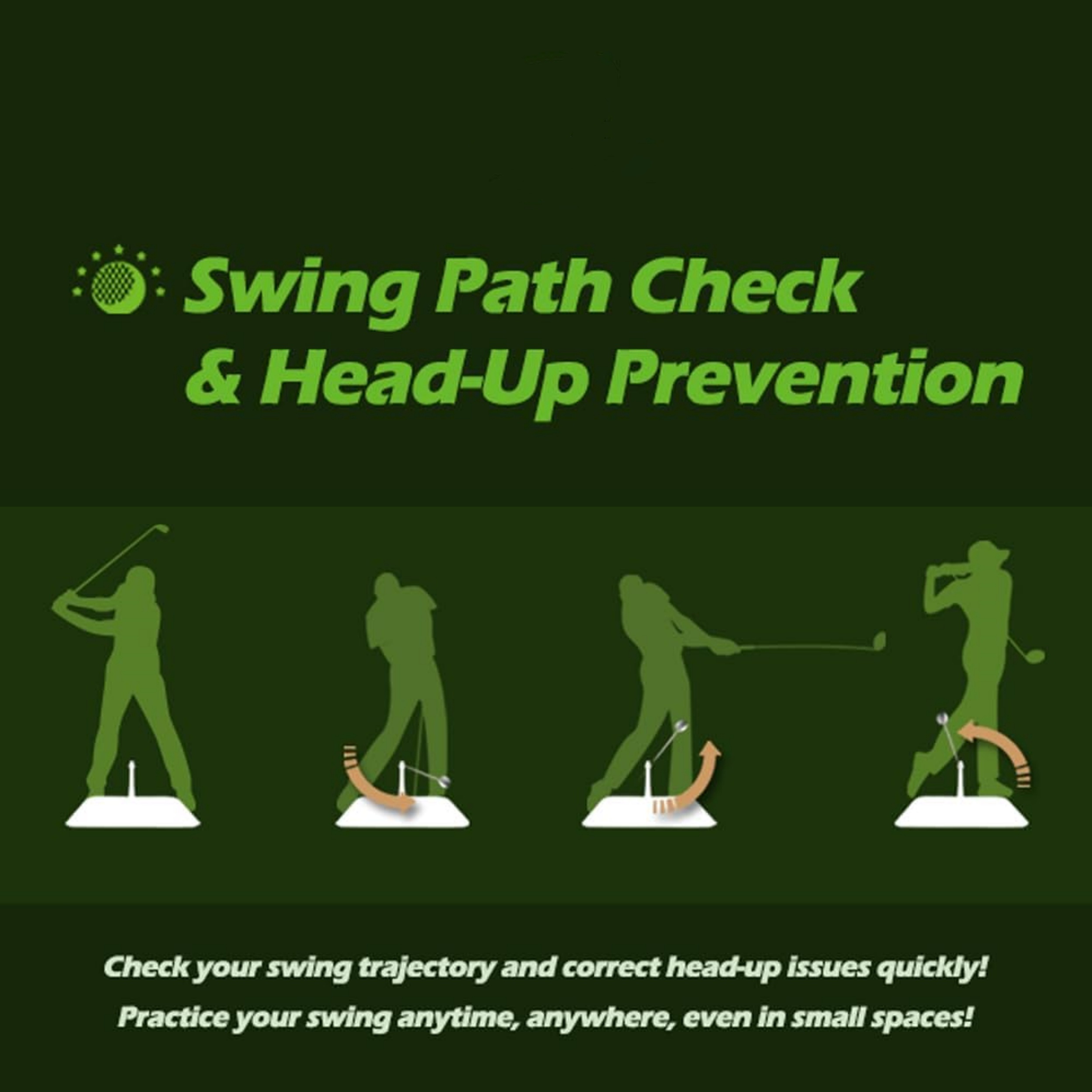 Golf Swing & Hitting Trainer – True Impact Mat with Path Check & Adjustable Height