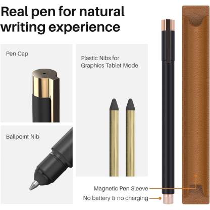 2-in-1 Digital Notebook Drawing Tablet – Battery-free Pen, Bluetooth Wireless