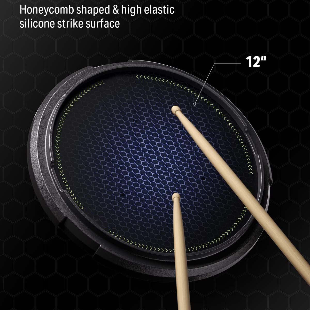 12-Inch Quiet Drum Practice Pad with Detachable Snare Simulation and 800 Steel Balls