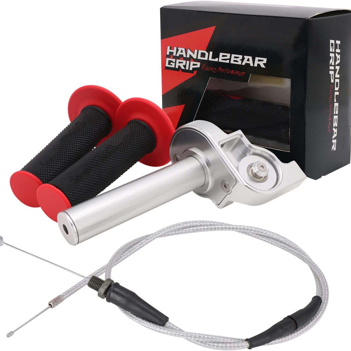 Motorcycle throttle assembly, 7/8 inch (22 mm) rotary throttle lever with rotary throttle cable.