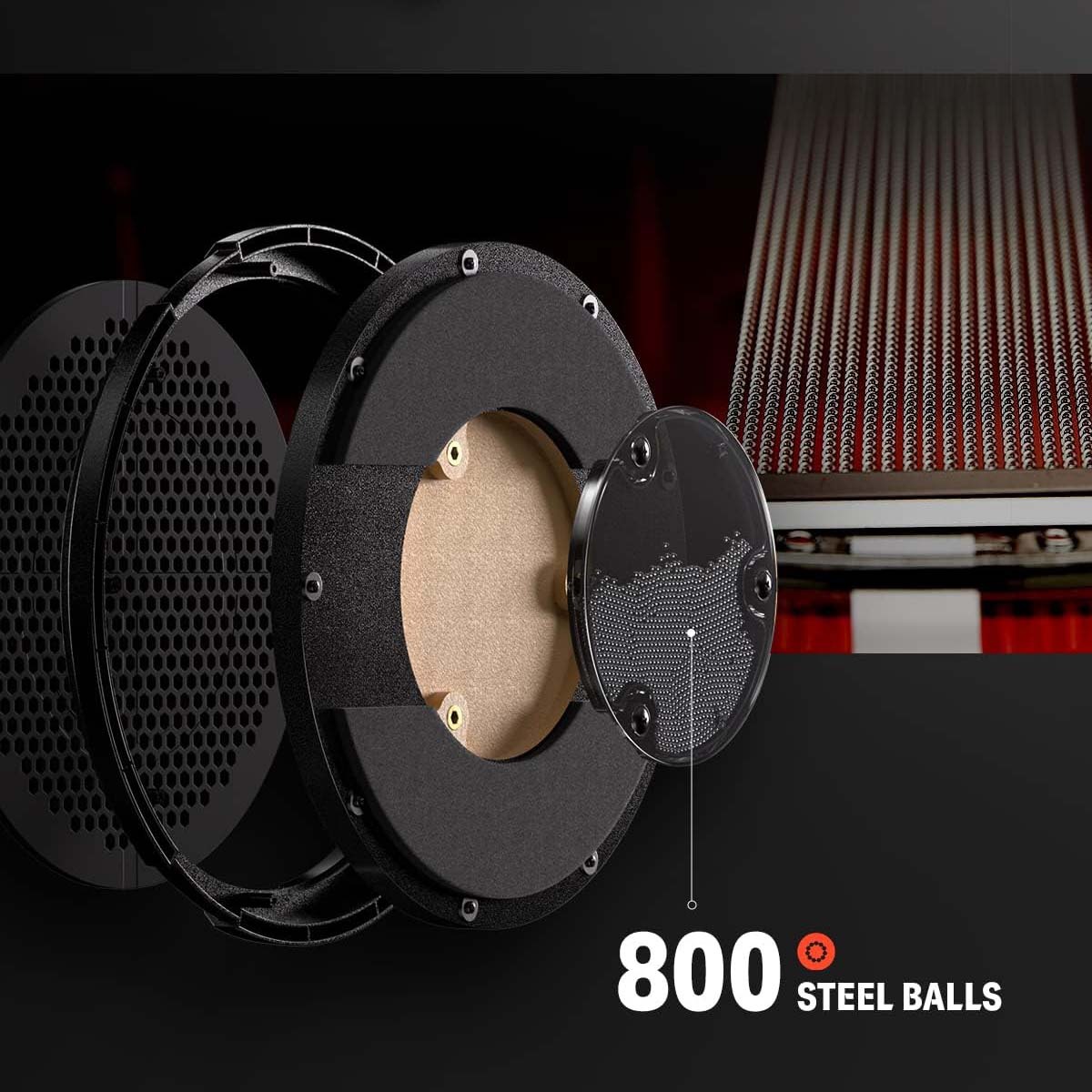 12-Inch Quiet Drum Practice Pad with Detachable Snare Simulation and 800 Steel Balls