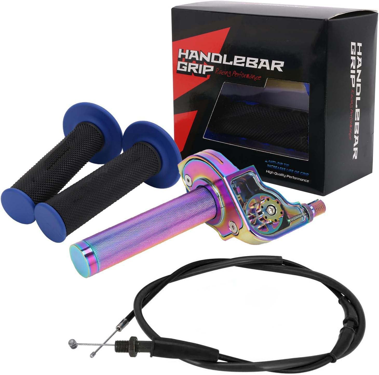 Motorcycle throttle assembly, 7/8 inch (22 mm) rotary throttle lever with rotary throttle cable.