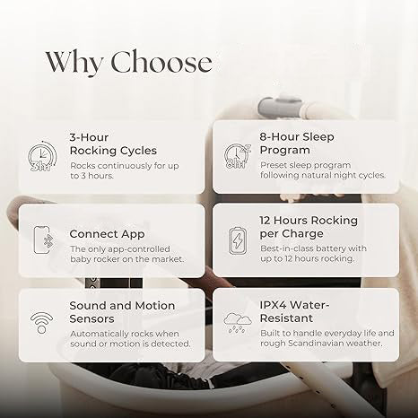 Baby rocker | Rechargeable rocker with motion and sound sensors