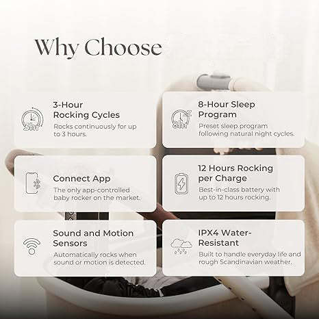 Baby rocker | Rechargeable rocker with motion and sound sensors