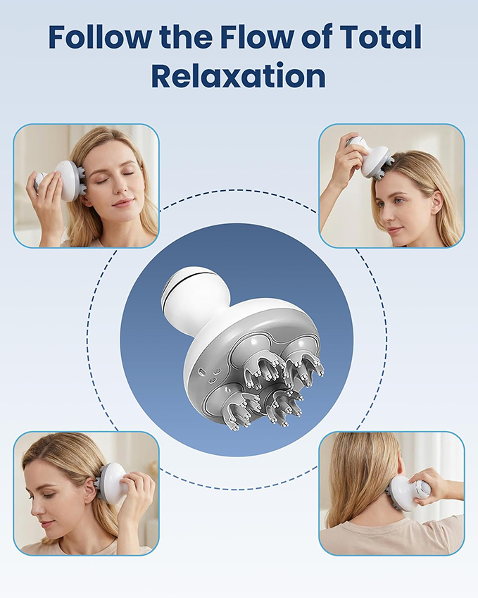 Electric cordless scalp massager with 84 kneading massage heads