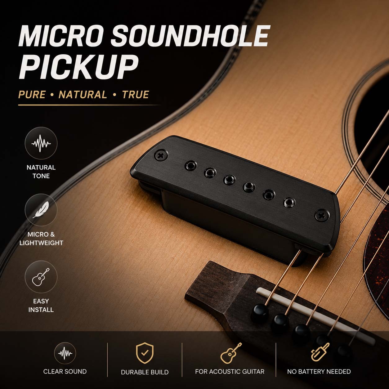 Passive Soundhole Pickup — for Live Performance and Studio Applications