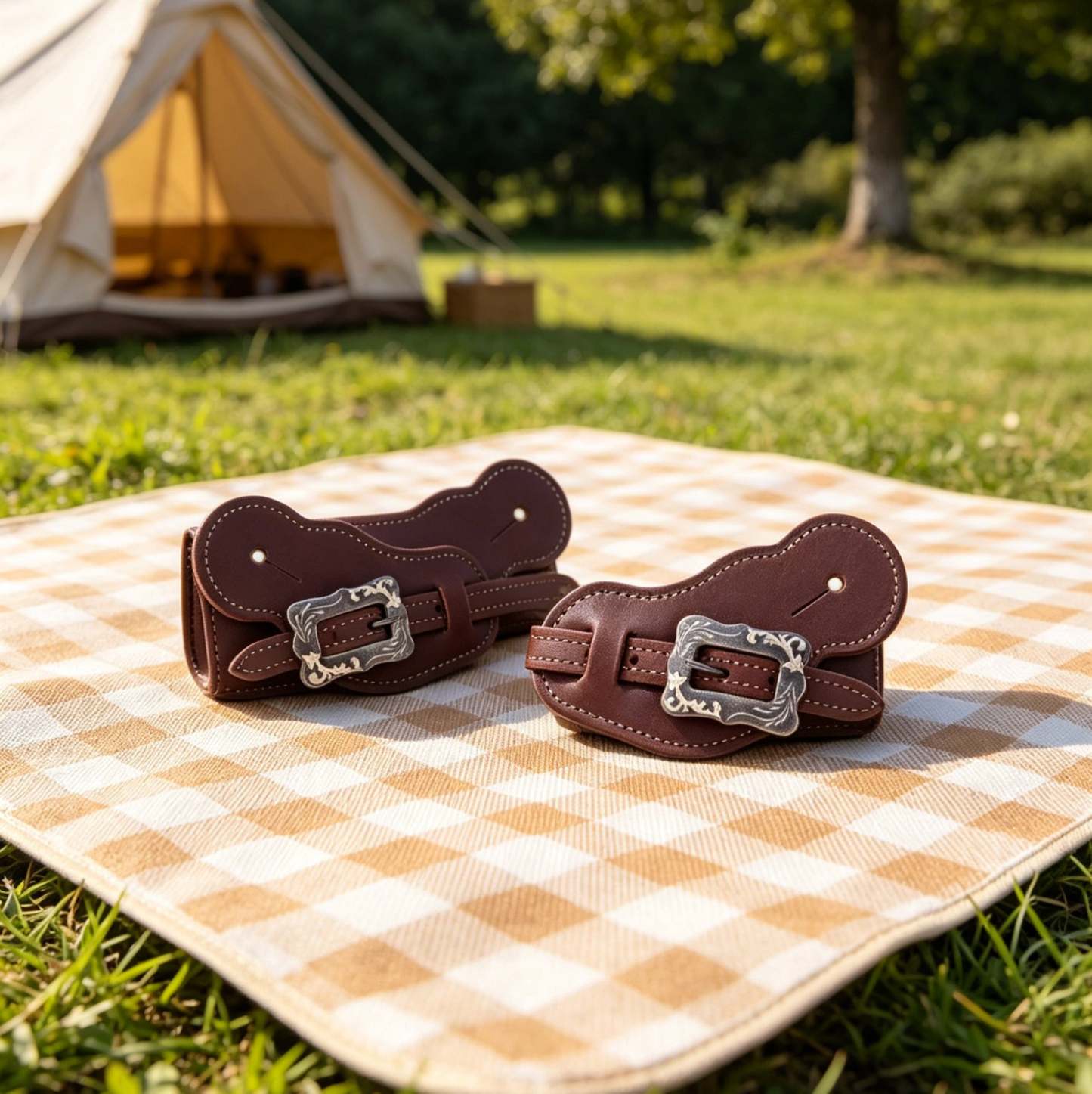 Oil-tanned leather spur belt