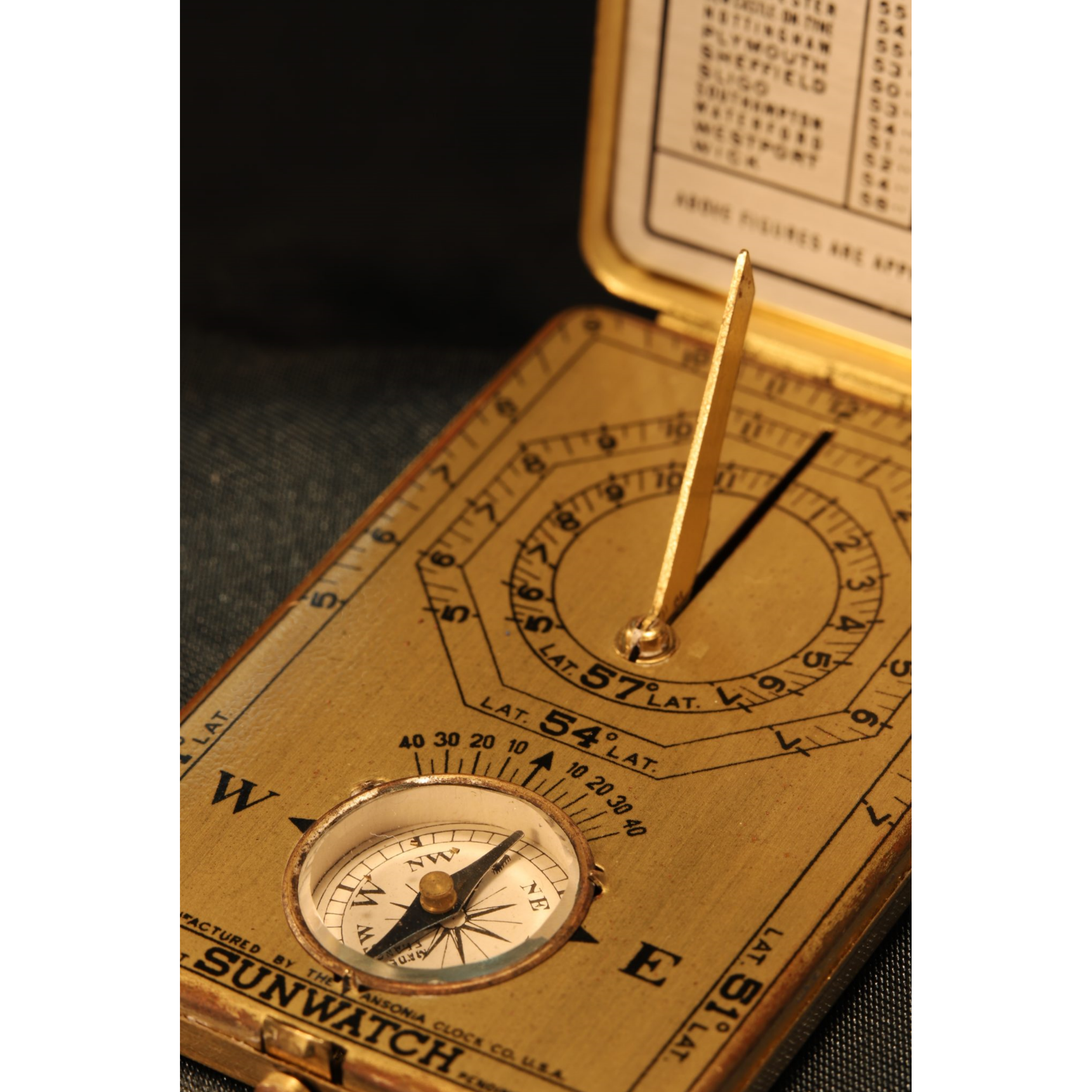 Antique Pocket Sunwatch Sundial Compass – Brass, Circa 1900