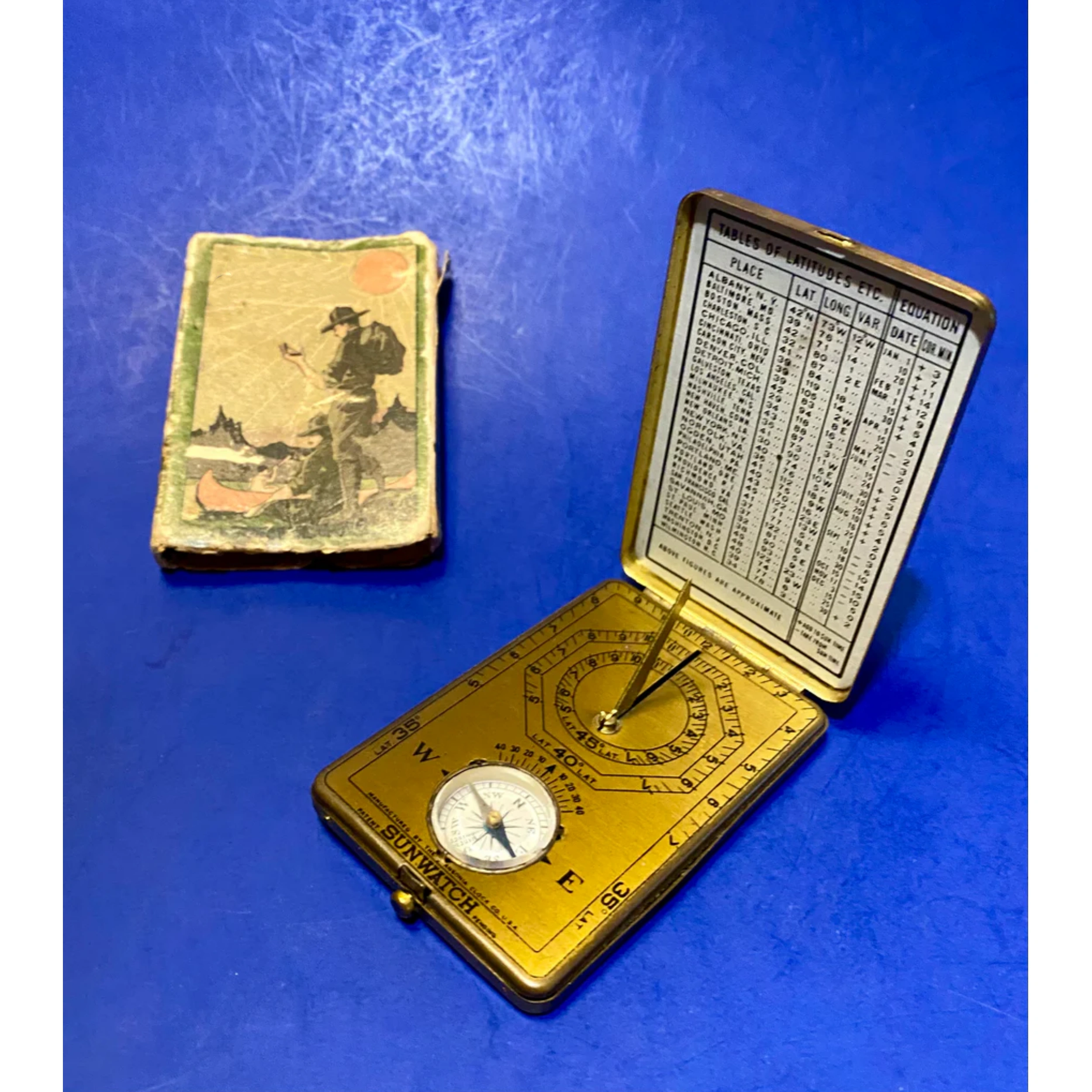 Antique Pocket Sunwatch Sundial Compass – Brass, Circa 1900