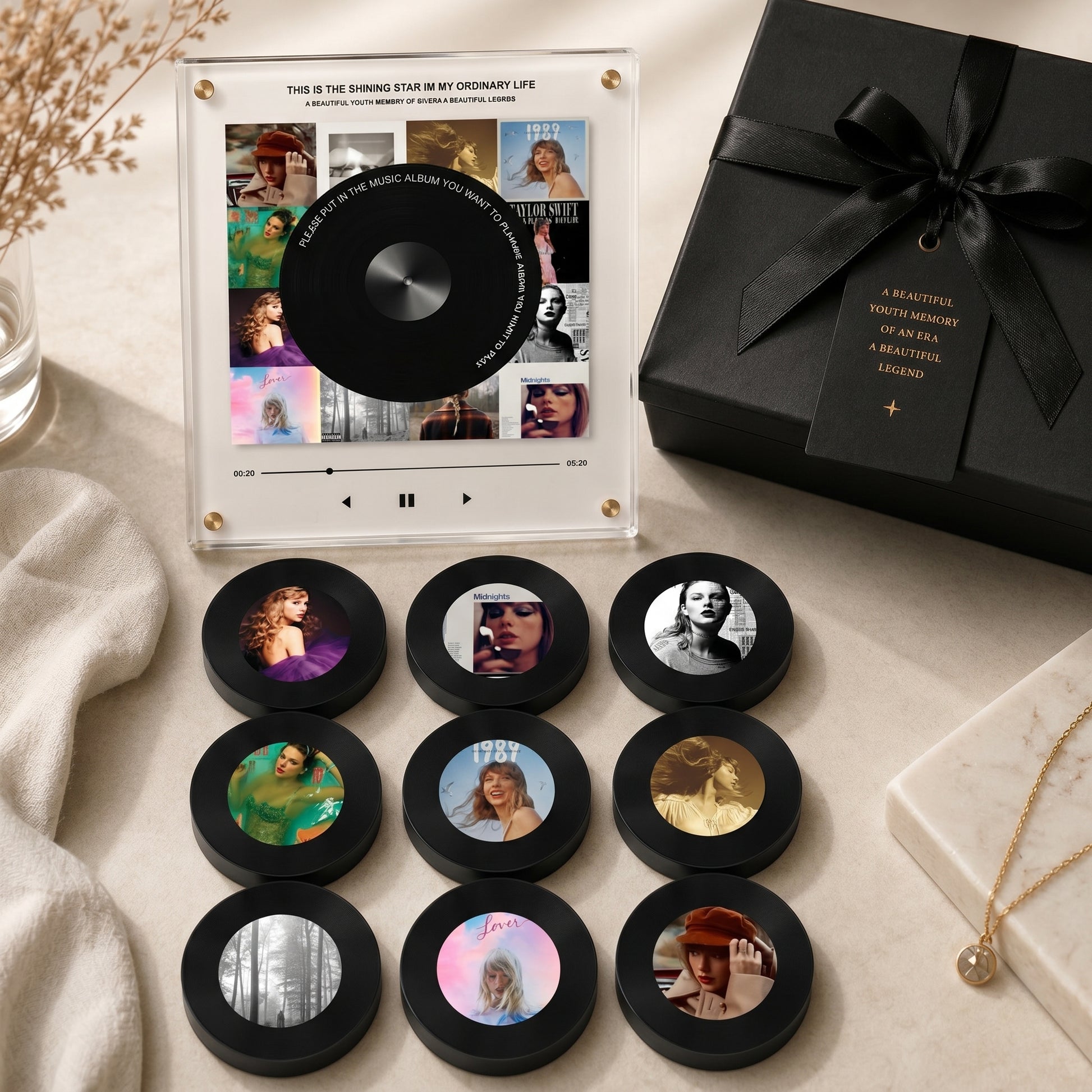 Mini Vinyl Record Player Retro Music Decor