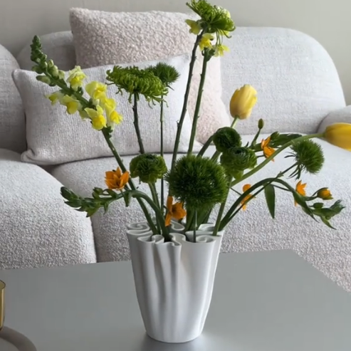 3D Printed Ceramic Vase – Fabric-Like Folded Design