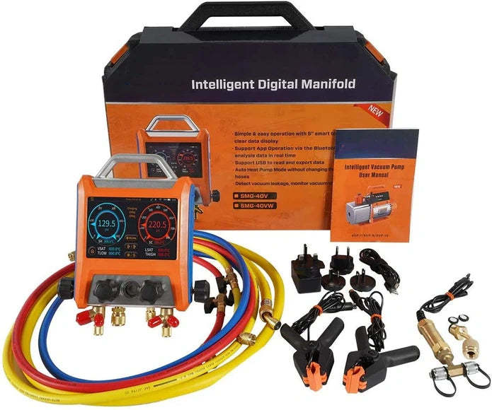 4‑Valve Digital Refrigeration Manifold – 5" Smart Touch Screen