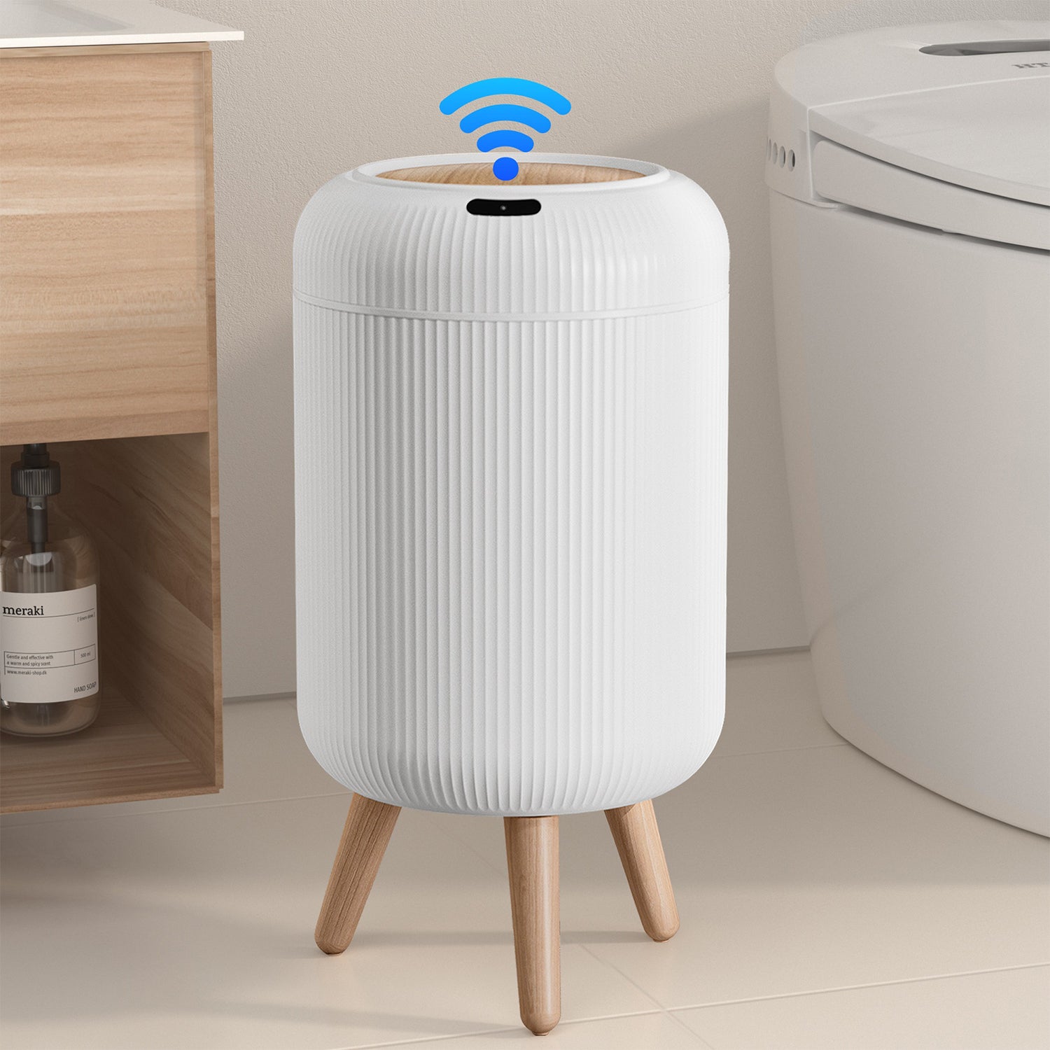 Automatic sensor bathroom trash can with lid