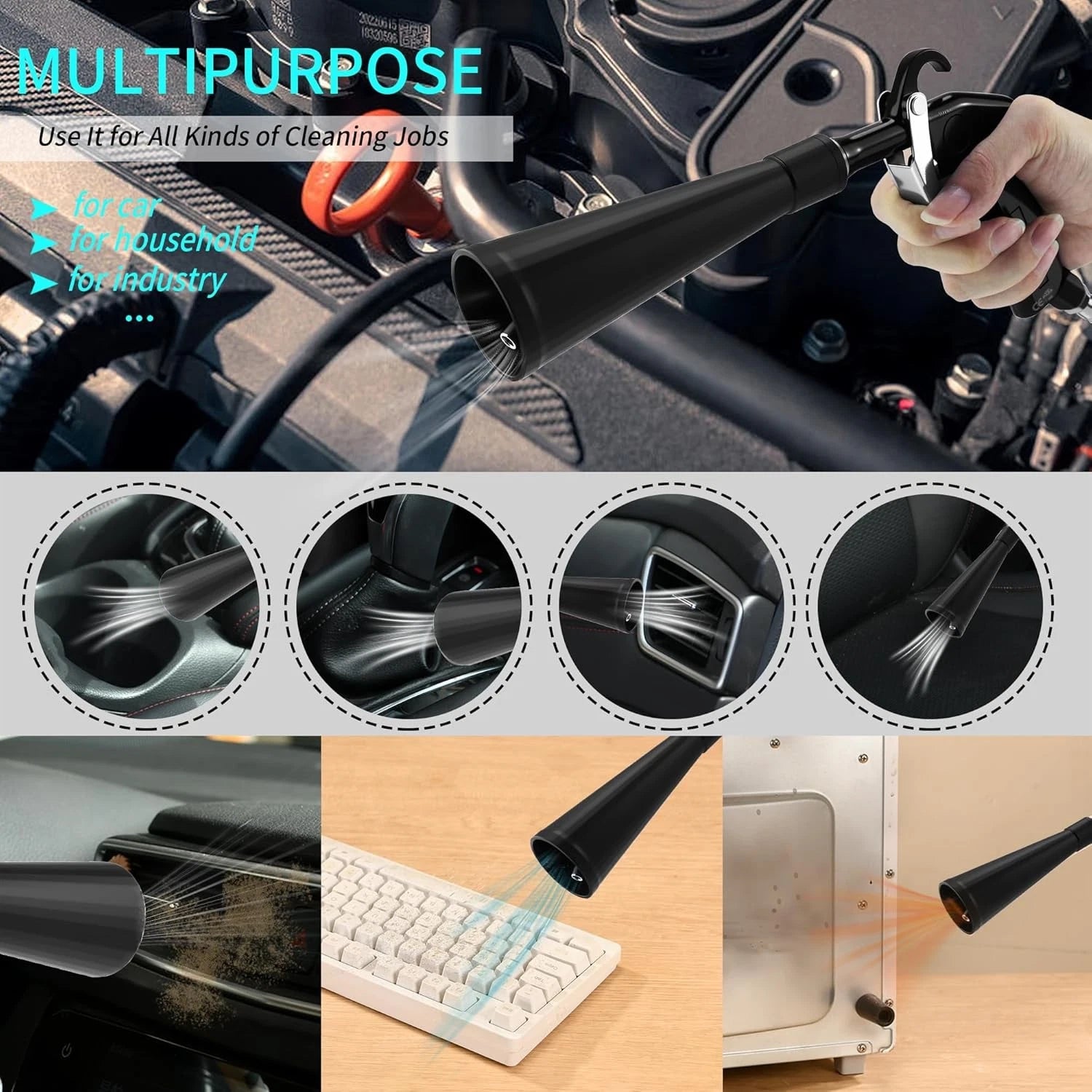 Car Dry Cleaning Gun – High-Pressure Air Blow Gun