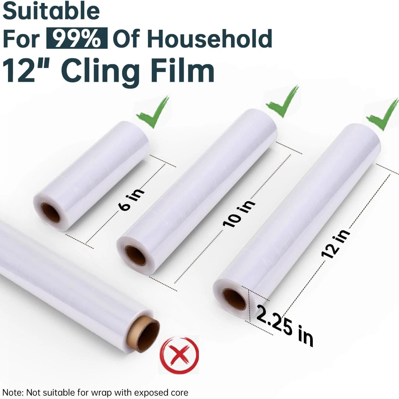 Wrap Dispenser with Slide Cutters, Refillable Magnetic Plastic
