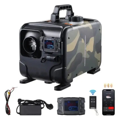 VEVOR 8KW Diesel Air Heater, Upgraded 110V Adapter & CO Alarm, 12-24V All in One Diesel Air Heater, with Bluetooth APP/Remote Control and Display Screen, Fast Heating Portable Diesel Heater for Vehicles and Outdoors