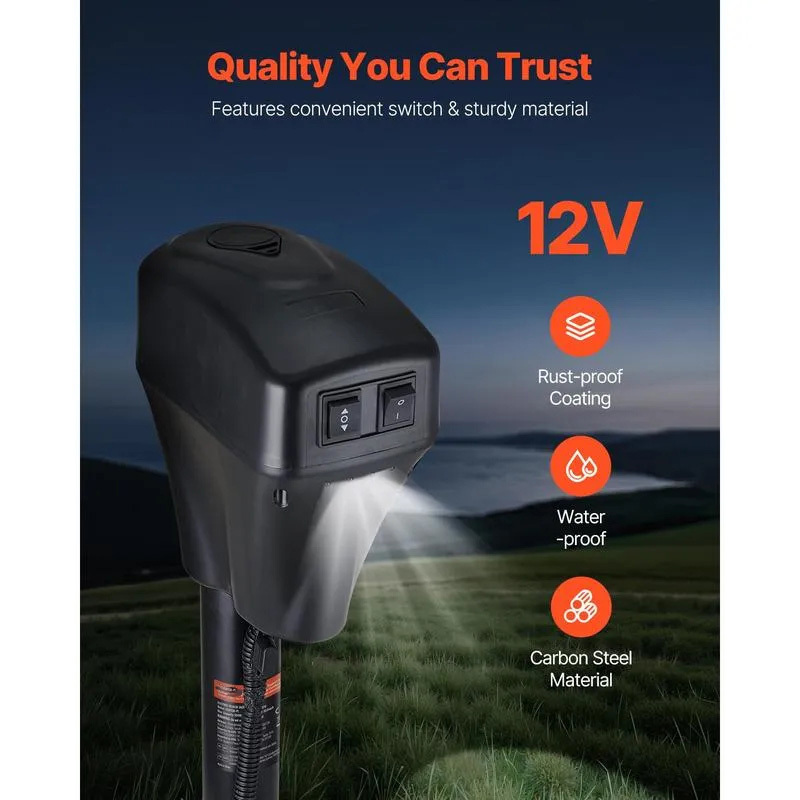 Electric Trailer Jack,  5000 lbs, Heavy Duty RV Electric Power Tongue Jack with 7-pin Connector, Manual Crank Handle & Weatherproof Jack Cover, 10"-28.3" Lift, for Trailers, Campers & RVs, Black