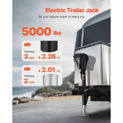 Electric Trailer Jack,  5000 lbs, Heavy Duty RV Electric Power Tongue Jack with 7-pin Connector, Manual Crank Handle & Weatherproof Jack Cover, 10"-28.3" Lift, for Trailers, Campers & RVs, Black