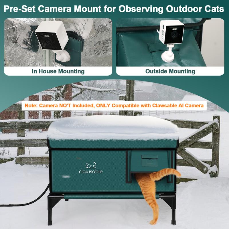 Clawsable Indestructible Heated Cat House for Outdoor Winter, 100% Waterproof, Safe Escape Door, Fully Insulated Outdoor Cat Shelter with Heater for Feral Barn Cats and Kittens Clawsable Indestructible Heated Cat House for Outdoor Winter, 100% Waterproof, Safe Escape Door, Fully Insulated Outdoor Cat Shelter with Heater for Feral Barn Cats and Kittens