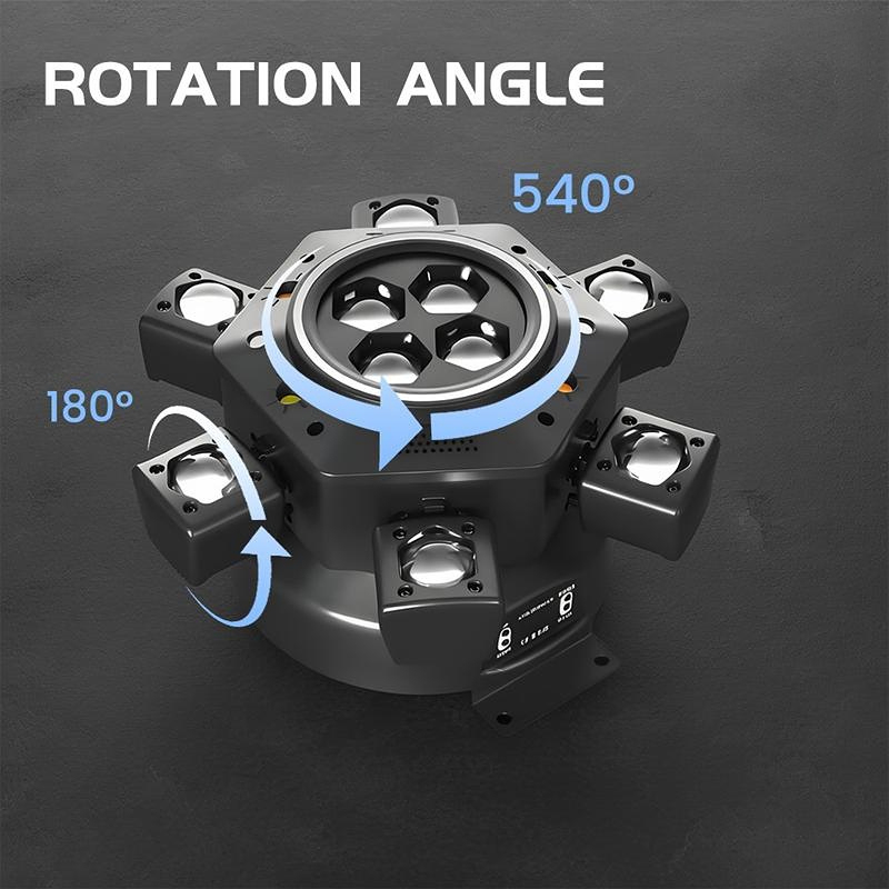 Super 6-IN-1 Moving Head DJ Lights with RGBW 6-Arm Beams, Bee-Eyes Effect, 4 LED Strobes, DMX-512 & Sound Activated, Stage Lights for Party Disco KTV Wedding Club